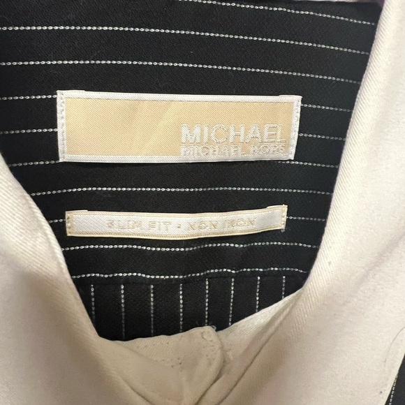 MICHAEL Michael Kors Mens Black & White Pinstripe Dress Shirt Size: 16.5  32/33 - Picture 5 of 7